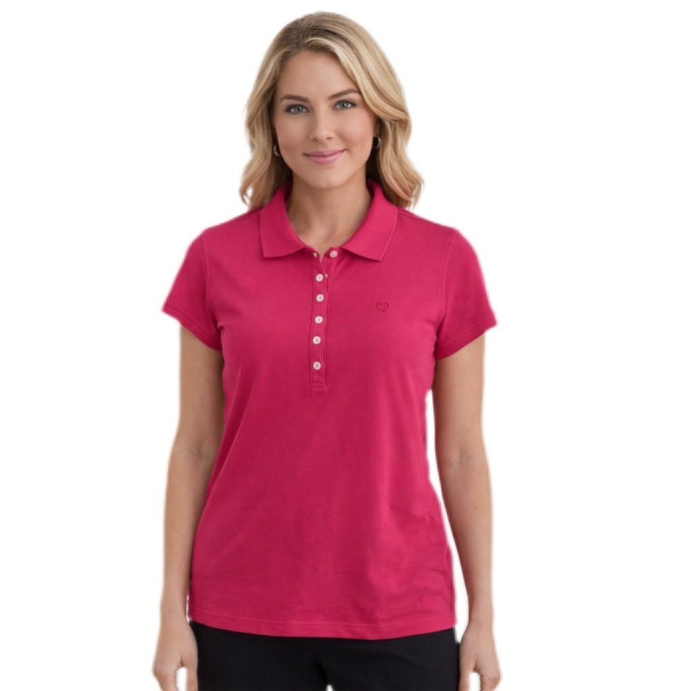 Izod Pink Cap Sleeve Polo Button Front Knit Shirt Size Large Petite